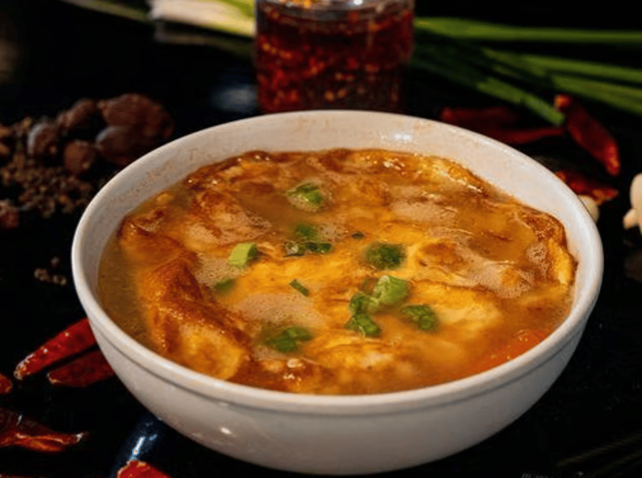 Pan-Fried Eggs W/Tomato Soup (2-4) — Lao Sze Chuan (Highland Park)